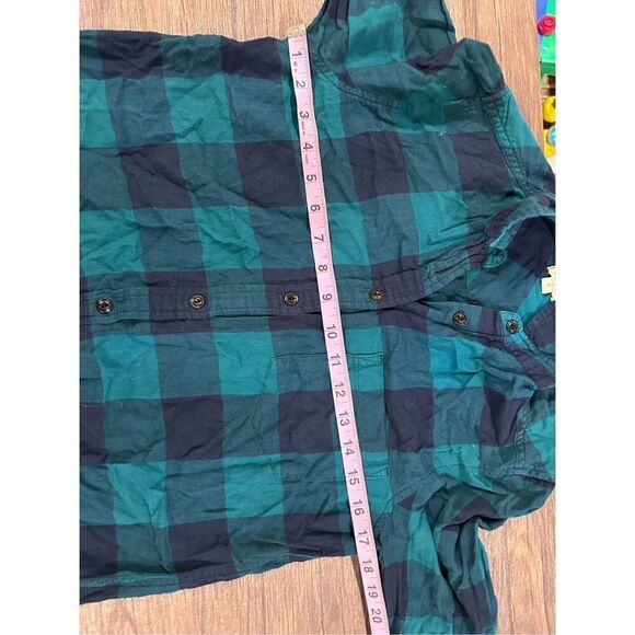 J Crew Factory Teal Blue Button Front Flannel Blouse Size 6 Western Classic - Picture 9 of 9